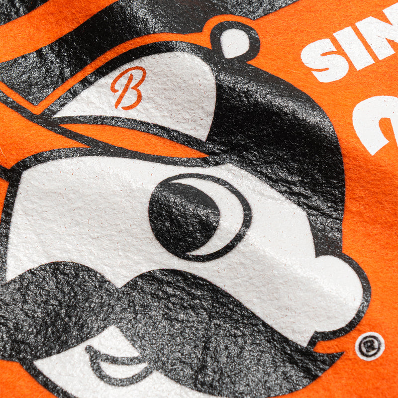 close up of Mr. Boh on pennant flag 